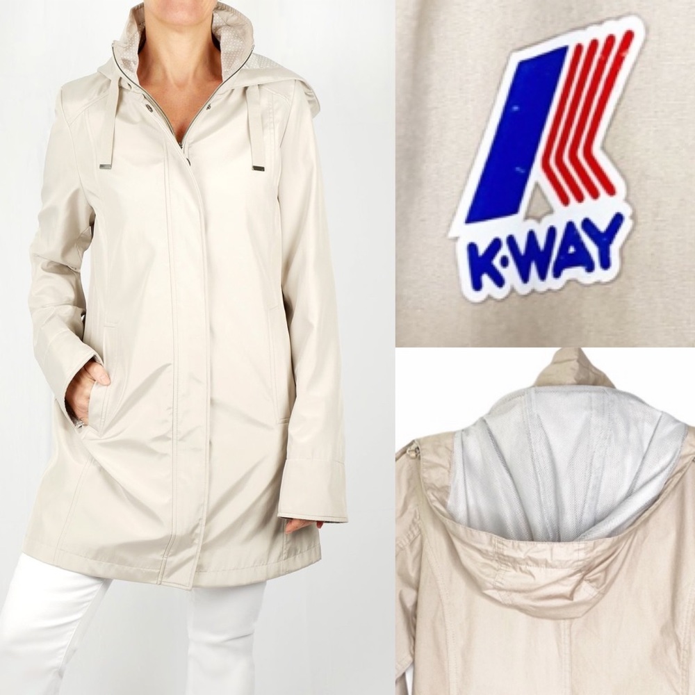 K-Way Nancy rain coat with removable hood sz S